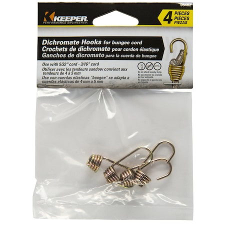 Gold Bungee Cord Hooks 5/32 In. L X 3/16 In. , 4PK
